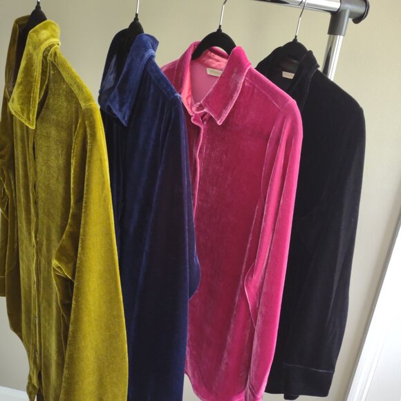 Soft Surroundings velvet velour boyfriend shirts - bundle of 4 - NWOT - size PXS - Picture 2 of 7